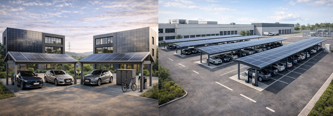 Parkplatzmit Solarcarport